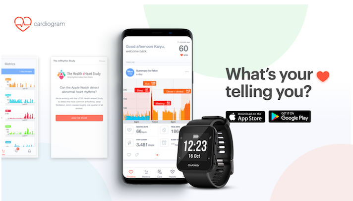Cardiogram app to be found on Garmin wearable devices.