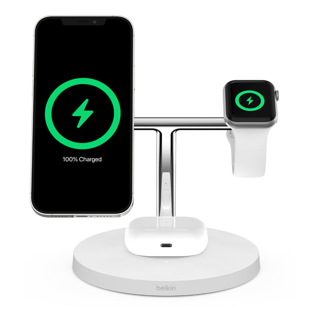 BoostCharge 3-in-1 Wireless Charging Pad with Official MagSafe Charging 15W