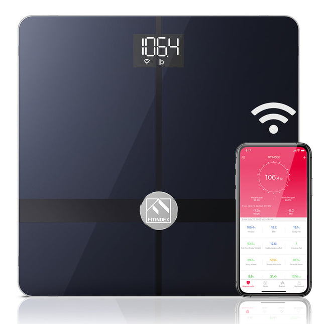 FITINDEX New Flagship! WiFi Bluetooth Body Fat Scale, ITO Large Platform Accurate Metrics
