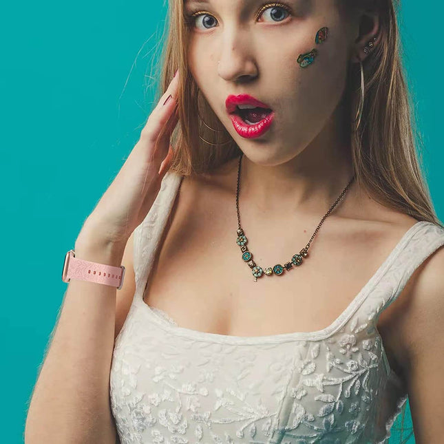 2 Pack Flower Engraved Sport Strap Compatible with Apple Watch Bands