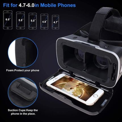 Pansonite VR Headset with Remote Control 3D Glasses