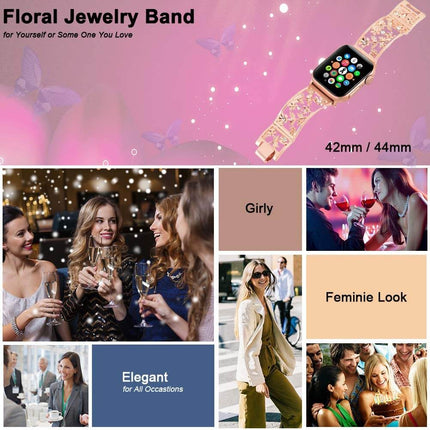 Duoan Floral Band Compatible with Apple Watch Jewelry Band